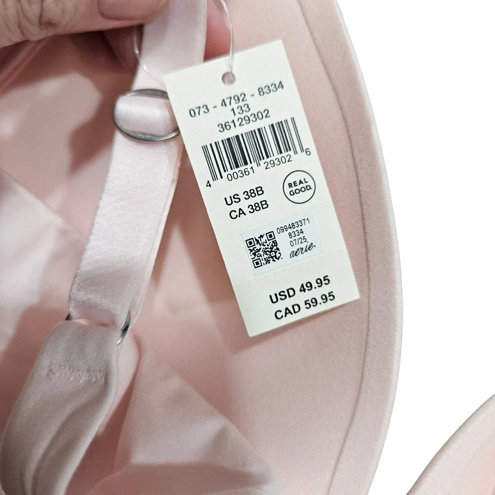 Aerie Sunnie Wireless Bra 38B Pink Padded Adjustable Straps Real Good Comfort